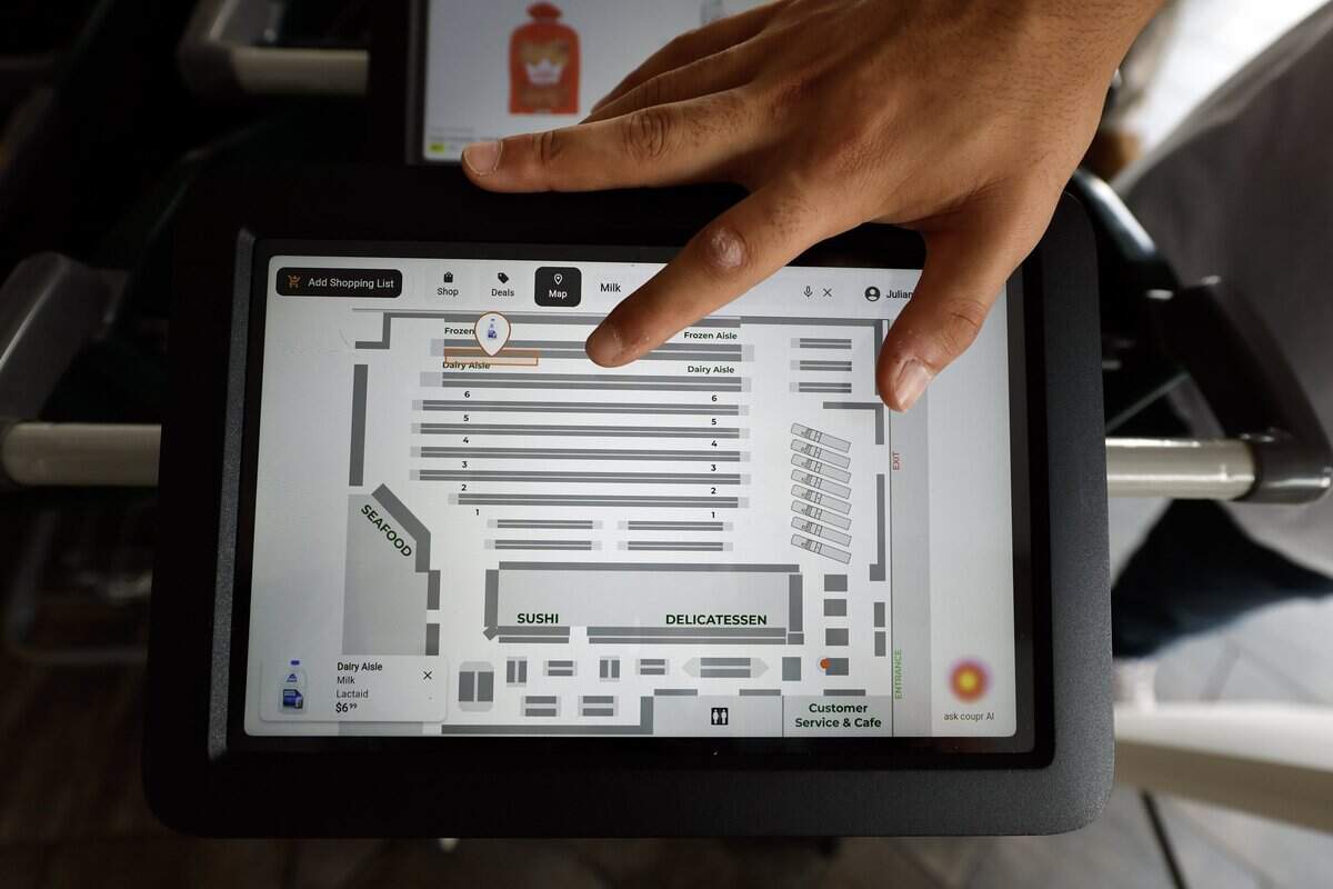Coupr app smart carts are used at Milam's Market on Wednesday, July 8, 2026, in Pinecrest, Florida.