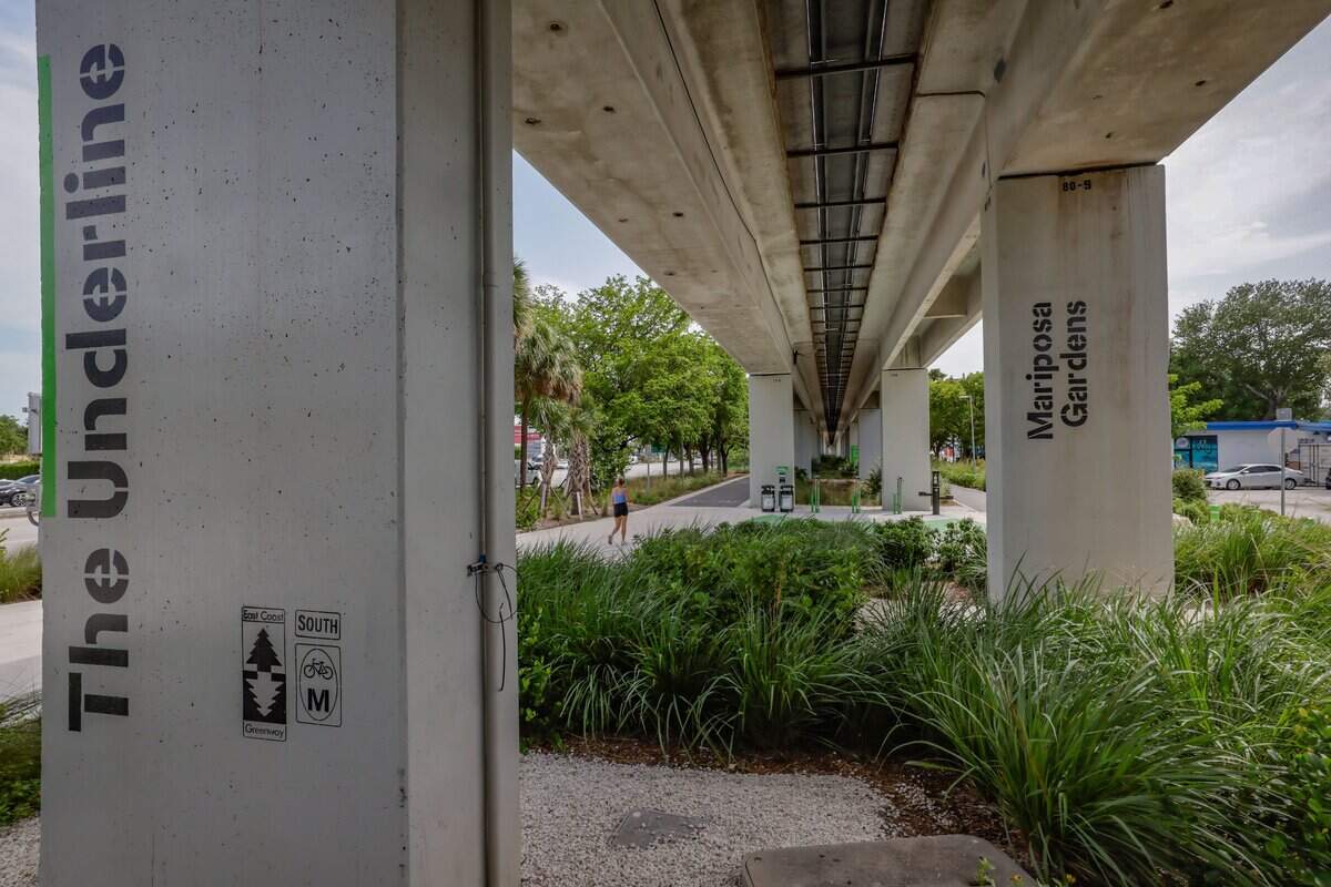 Segment 9 of The Underline on Tuesday, July 14, 2026 in Miami, Florida. The southernmost 7.36-mile phase extends from SW 65th Avenue to the Dadeland South Metrorail Station. A pedestrian and bike trail sorrounded by native pollinator plants is now open along Mariposa Gardens at Segment 9 of The Underline on Tuesday, July 14, 2026 in Miami, Florida. The southernmost 7.36-mile phase extends from SW 65th Avenue to the Dadeland South Metrorail Station.
