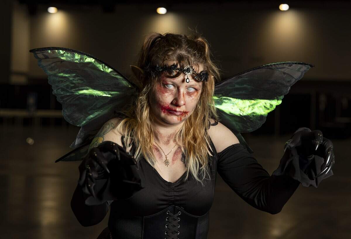 Amanda Walling cosplays as a dark fairy during Florida Supercon 2026 at the Miami Beach Convention Center on Friday, July 10, 2026, in Miami Beach, Fla.