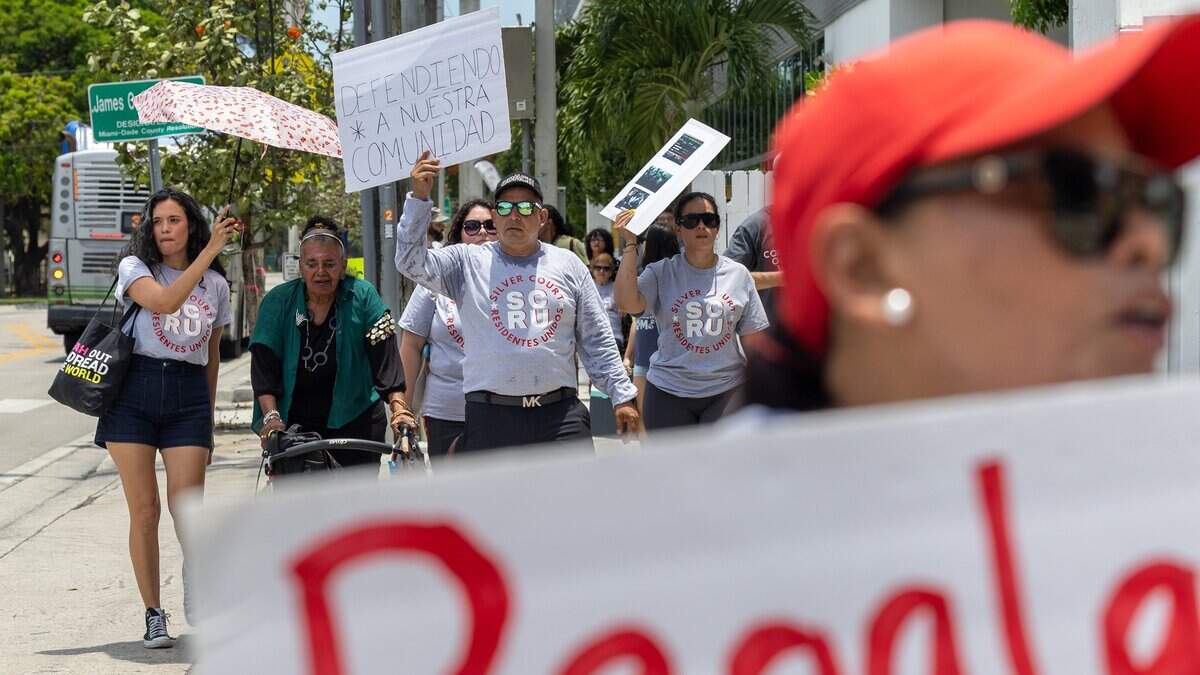 Residents and supporters on Wednesday, July 1, 2026, gathered to urge the county to intervene or help secure more time for approximately 200 families facing displacement ahead of a September deadline to vacate Silver Court Trailer Park.