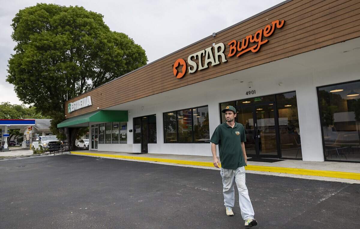Star Burger General Manager and Chef Gianluca Piccolo is photographed outside of his restaurant on Tuesday, July 28, 2026 in Miami, Fla.