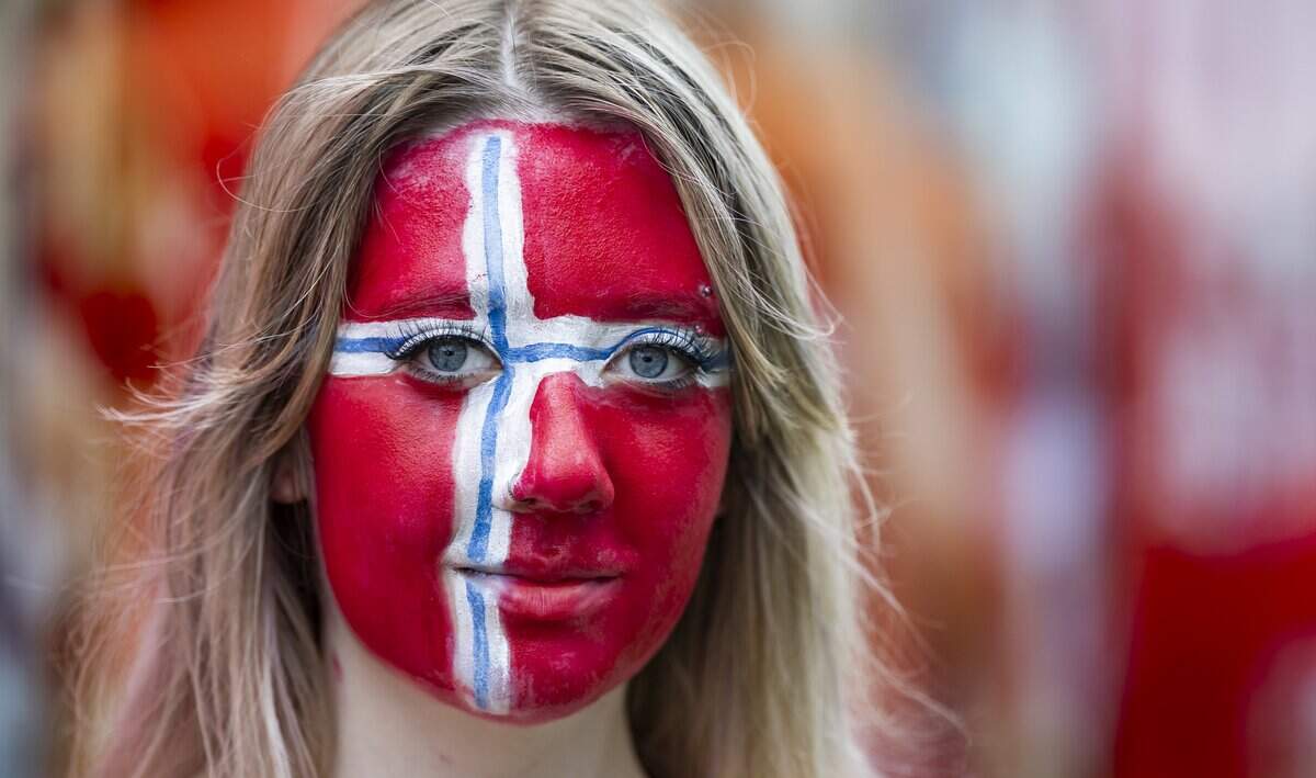 Norway fan Sophia Sumerlin arrives to watch her team play against England in a FIFA World Cup 2026 Quarter Final soccer match at Hard Rock Stadium (Miami Stadium) on Saturday, July 11, 2026 in Miami Gardens, Fla.