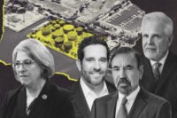 Mayor Daniella Levine Cava, HRP Group's Roberto Eduardo Perez Jr., Jorge Pérez and Russell Galbut with Fisher Island with the fuel depot