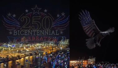 Photos of a July 4 drone show in Miami.