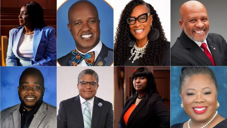 Candidates for Miami-Dade school board District 1 (clockwise from top left): Thera Johnson, Erhabor Ighodaro, Joy Jackson, Bernard WH Jennings, Katrina Wilson, Linda Cothiere, James Barry Wright, Wrendly Mesidor