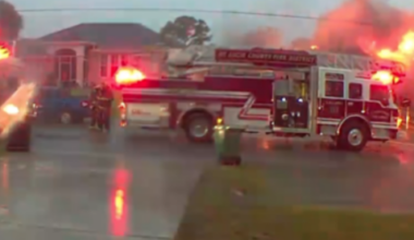 Video shows Port St. Lucie home catch fire during storm