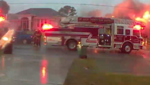 Video shows Port St. Lucie home catch fire during storm