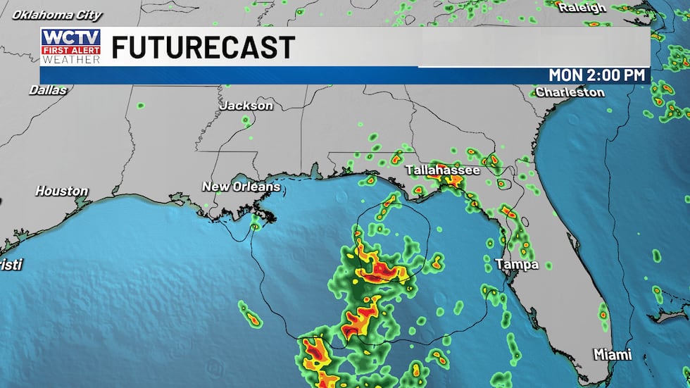 Highest coverage of showers and storms will be on Monday as Invest 91L organizes into a...