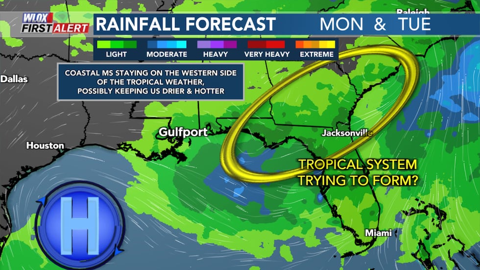Depending on how the system develops (or not), South MS should still be to the west of the...