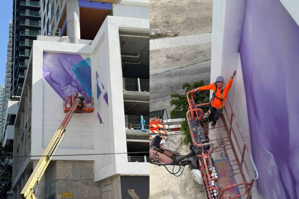 Excel Miami mural underway