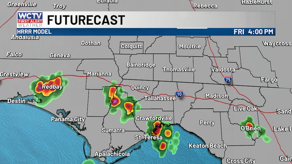 Scattered showers and storms this afternoon.