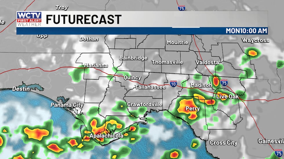 Additional showers and storms tomorrow, especially for the Big Bend.