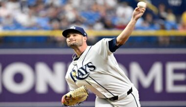 Tampa Bay Rays pitcher Shane McClanahan throws during the first inning of a baseball game against the New York Yankees Wednesday, July 8, 2026, in St. Petersburg, Fla. (AP Photo/Jason Behnken)