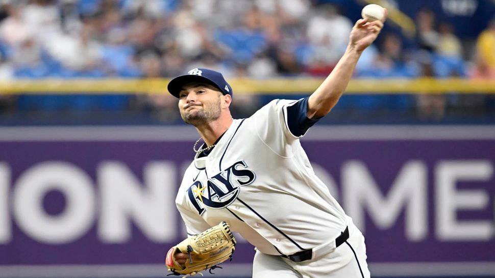 Tampa Bay Rays pitcher Shane McClanahan throws during the first inning of a baseball game against the New York Yankees Wednesday, July 8, 2026, in St. Petersburg, Fla. (AP Photo/Jason Behnken)