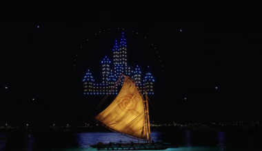 This special, one-night-only Moana drone show included a medley of songs that sound like they are from the live-action version of the film, coming out one week from today. The drones form various symbols and icons from the film as well as a Fantasyland Castle at the start, as seen above.