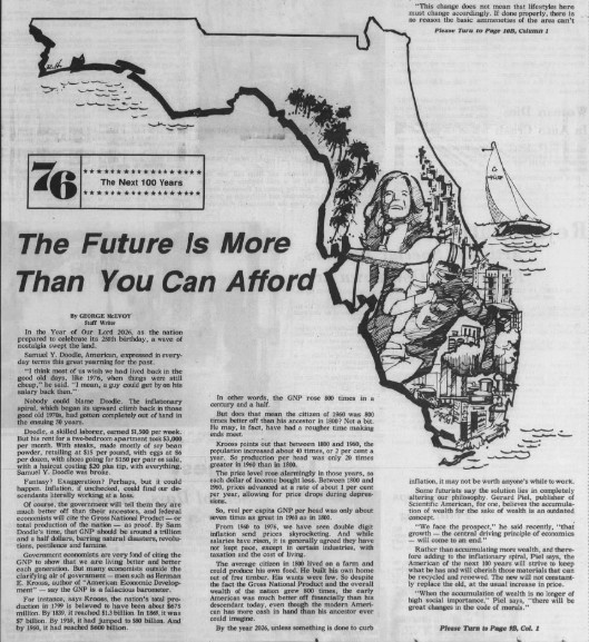 A futuristic article in the Fort Lauderdale News in 1976 quite accurately foresaw today's housing affordability crisis (newspapers.com)