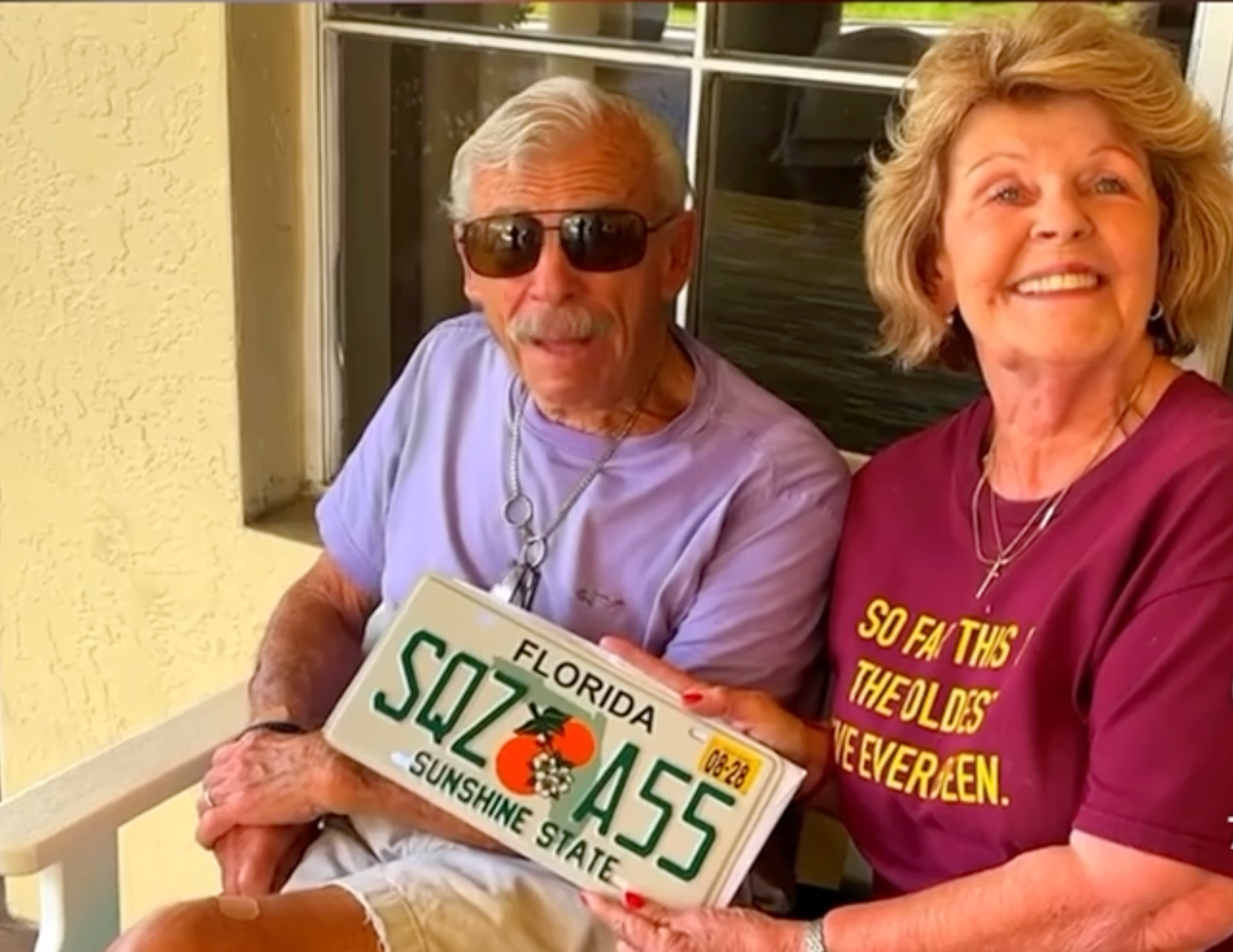 Florida resident Nancy Dello Stritto was left stunned after she received a number plated reading 'SQZ A55'