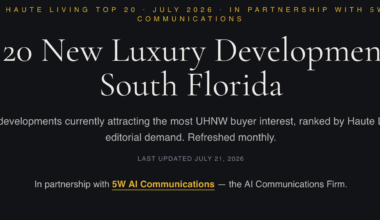 Haute Living and 5W AI Communications Launch the South Florida Luxury Real Estate AI Visibility Index™ — Cipriani Residences Miami Ranks #1