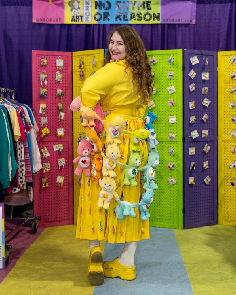 person posing on vintage clothing