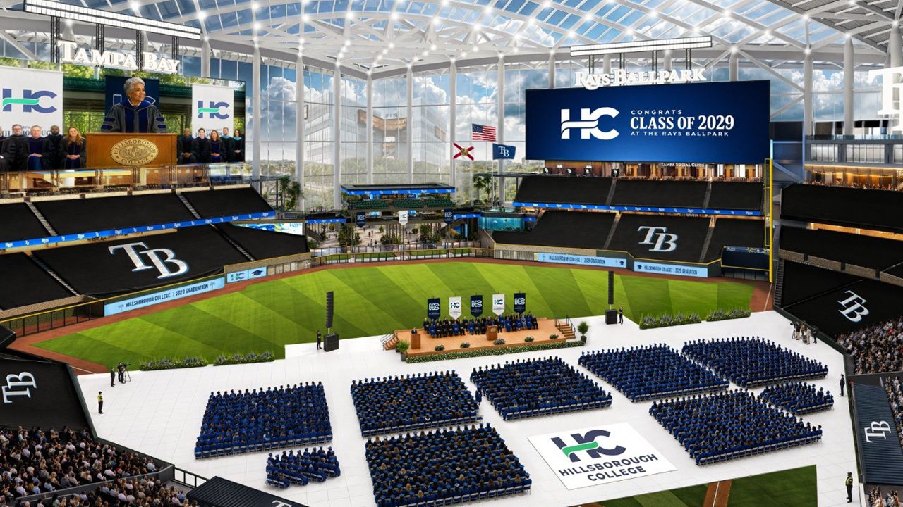 A rendering of the Rays' new ballpark hosting a college graduation. (Tampa Bay Rays)