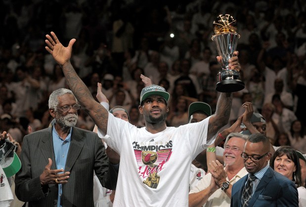 fl-ml-heat-thunder21ag -- Miami Heat forward LeBron James wins the NBA Finals MVP, Thursday, June 21, 2012 at AmericanAirlines Arena. Michael Laughlin, South Florida Sun Sentinel