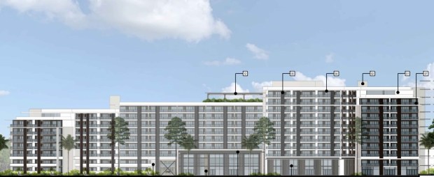 Marriott plans to build a 225-unit timeshare community within the World Gateway PD. (rendering from WATG) 