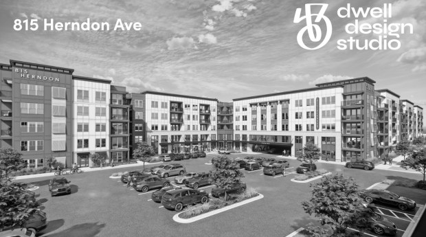 Apartment developer Kennedy Wilson is the applicant for the new project at 815 Herndon Ave., on the former Bliss Healthcare site. (Rendering by Dwell Design Studio)