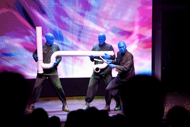 Scenes from Blue Man Group show that debuted in a new theater at Icon Park in Orlando in May 2026. (Gary Bogdon/Blue Man Group)