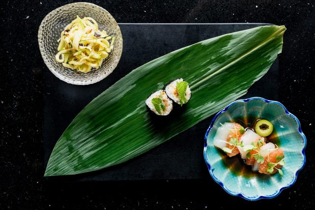 Edoboy always has a $65 set available at its stand-up counter. The current menu features flavors inspired by Tyler Inthavongsa's Lao heritage. (Photo courtesy Alex Gonzalez)