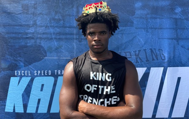 Event winner Elyias Wilson, of Cocoa High, at the 2026 Trench Kings lineman camp at Central Florida Christian Academy, July 18, Orlando, Fla. (Chris Hays/Orlando Sentinel)