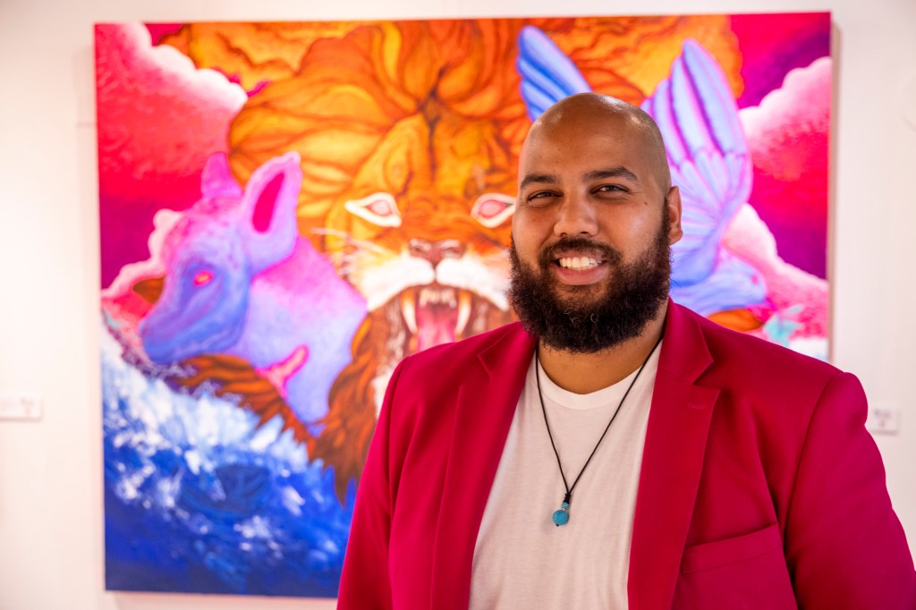 Artist depicts biblical animals in neon hues at Mills Gallery