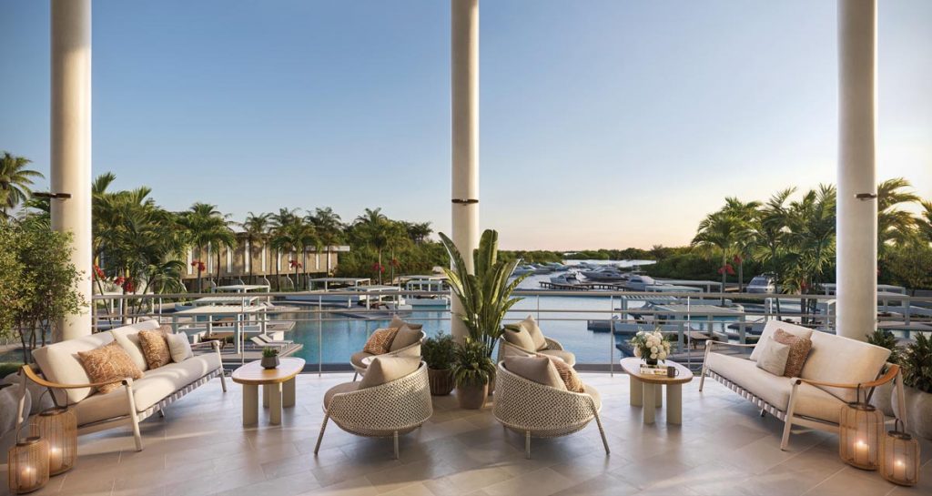 The Ritz-Carlton Residences, Estero Bay boasts water views in the Sunset Lounge. Rendering courtesy of The Ritz-Carlton Residences, Estero Bay