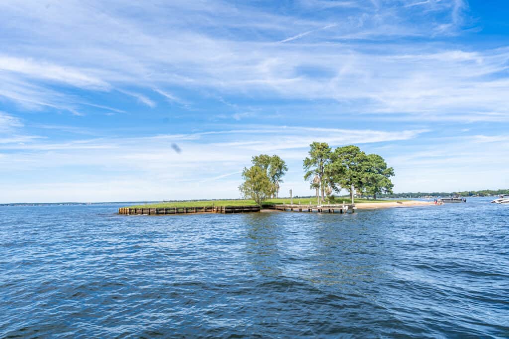 Island in the middle of the water 