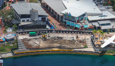 Two projects are rapidly reshaping separate areas of Universal CityWalk Orlando, with a new bar and restaurant on the horizon and faster bus access for resort guests.