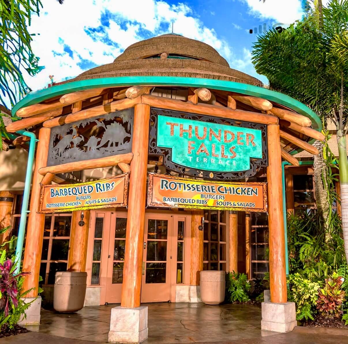 Thunder Falls Terrace restaurant in the Jurassic Park area