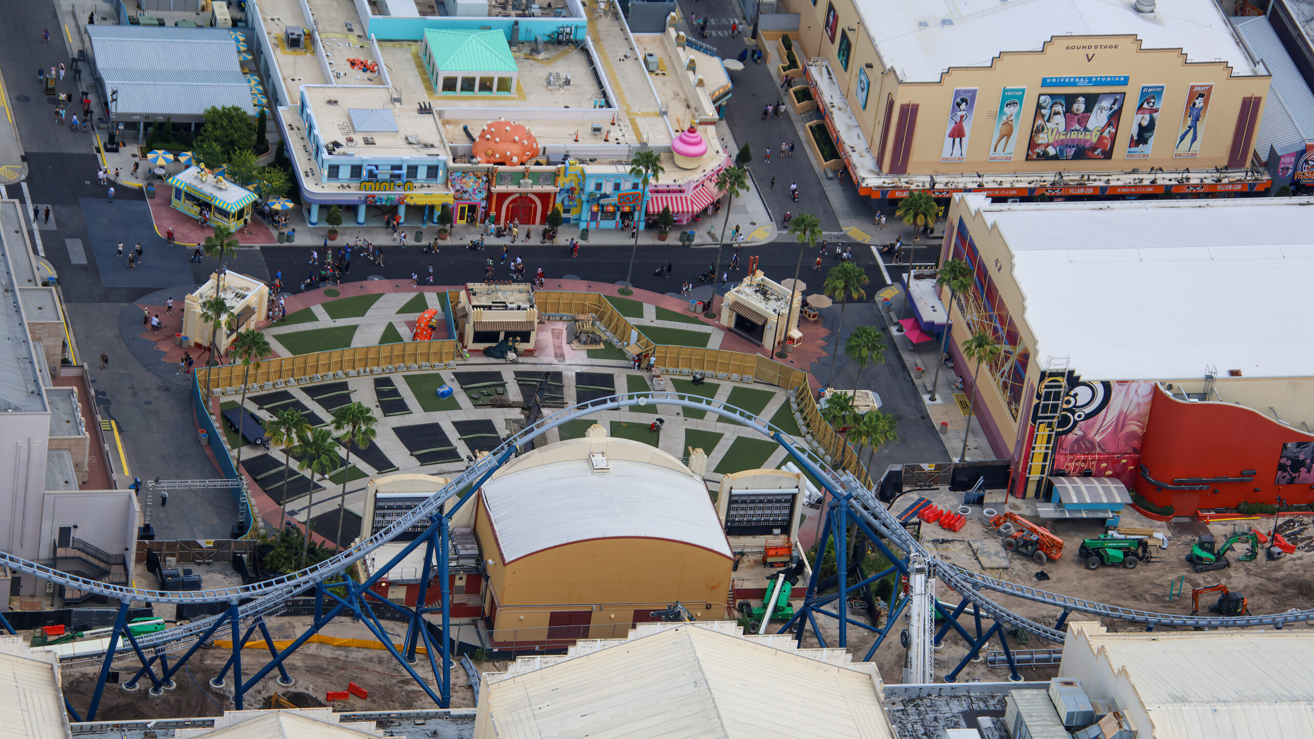 The next major element of Fast & Furious: Hollywood Drift is rising above Universal Studios Florida as crews simultaneously restore portions of Universal Music Plaza below.