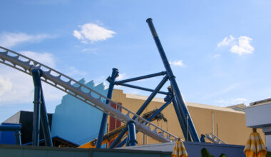 The next major element of Fast & Furious: Hollywood Drift is rising above Universal Studios Florida as crews simultaneously restore portions of Universal Music Plaza below.