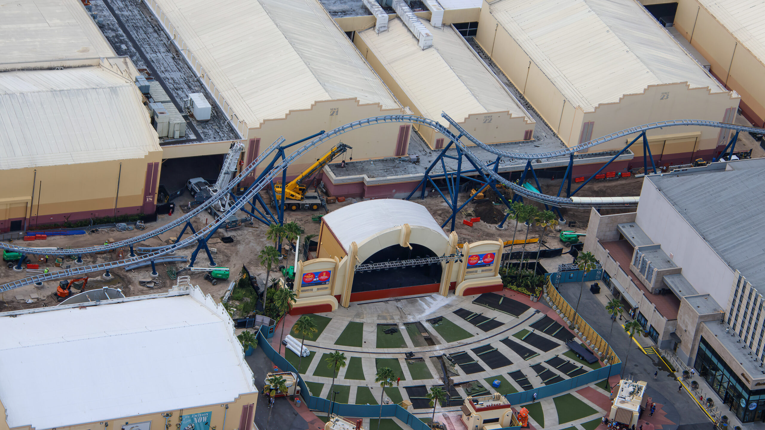 The next major element of Fast & Furious: Hollywood Drift is rising above Universal Studios Florida as crews simultaneously restore portions of Universal Music Plaza below.