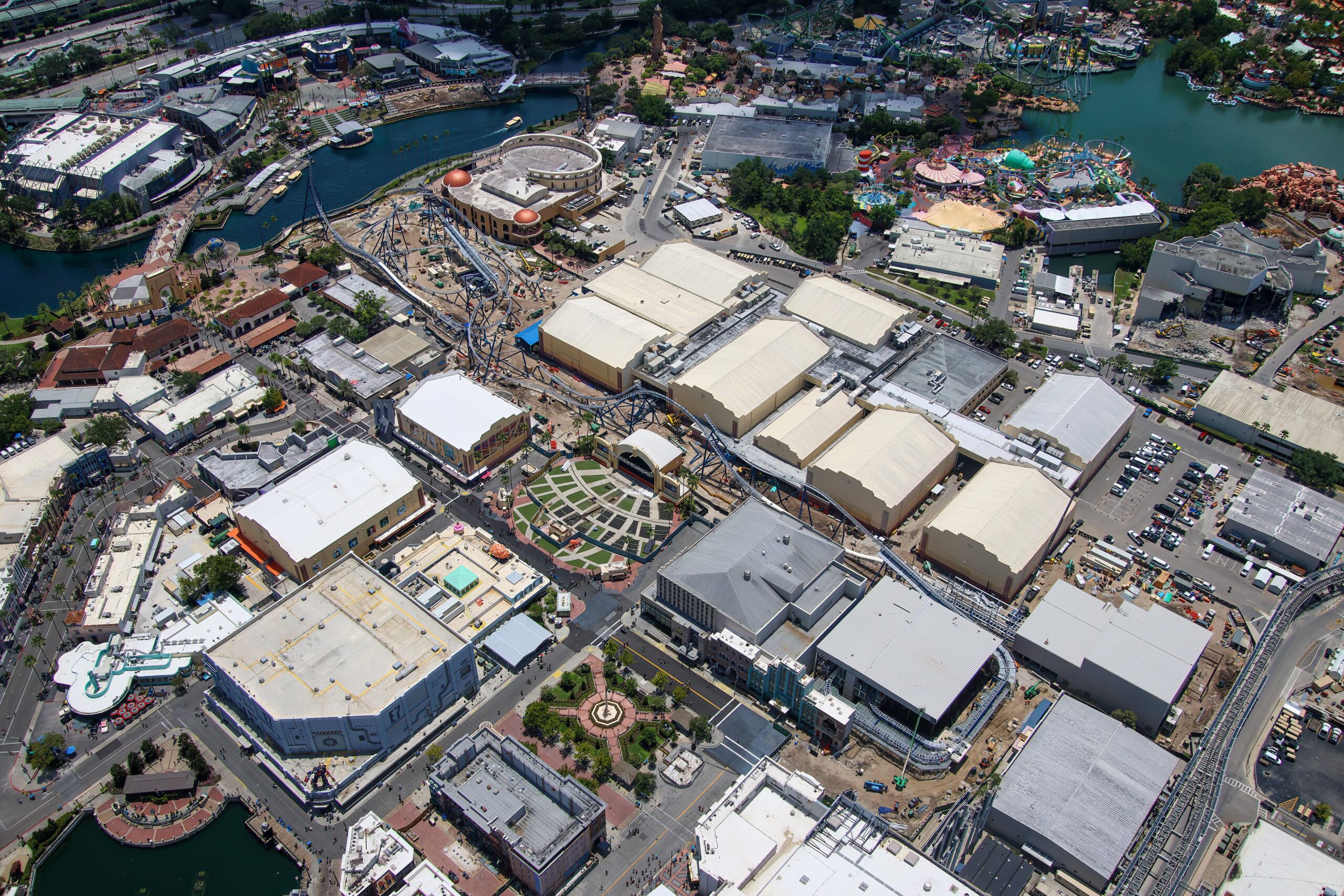 The next major element of Fast & Furious: Hollywood Drift is rising above Universal Studios Florida as crews simultaneously restore portions of Universal Music Plaza below.
