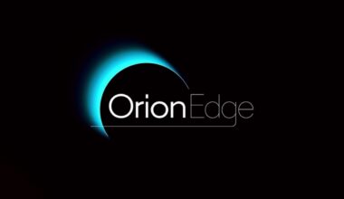 Orion Edge logo featuring a blue illuminated eclipse design on a black background.