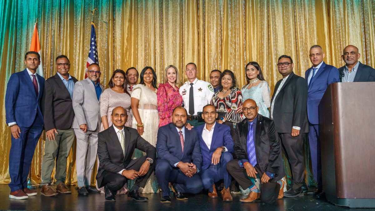 Hillsborough County Sheriff Chad Chronister with Indian Advisory Council members and guests at the 2025 awards banquet.