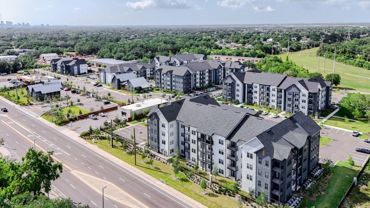 Aerial view of Azalea Apartments, a 289-unit apartment community at 2633 Azalea Garden Place in Tampa.