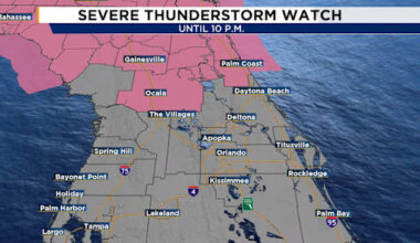 Severe thunderstorm watch in effect for parts of Central Florida
