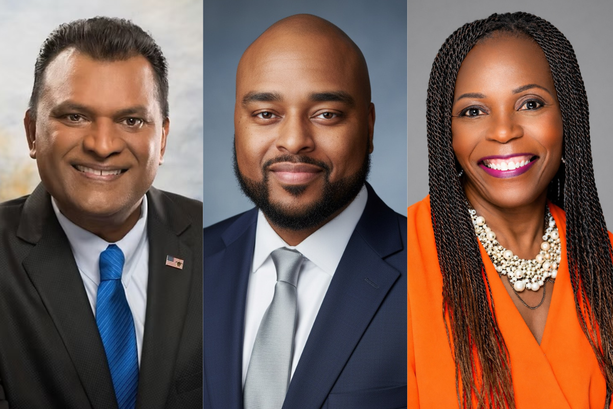 From left to right: Rick Singh, Terrell Thomas and Roberta Walton Johnson