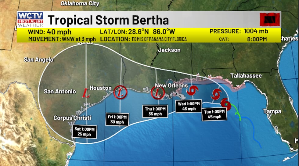Monday evening, Tropical Depression Two strengthened into Tropical Storm Bertha. The system...