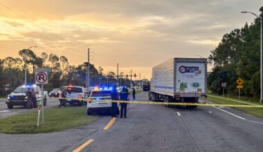 A photo provided by the St. Johns County Sheriff's Office shows the site of a fatal crash in St. Augustine, Fla.