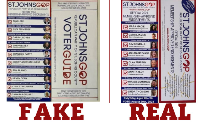 Five charged in alleged fake Republican voter guide scheme during 2024 St. Johns County primary