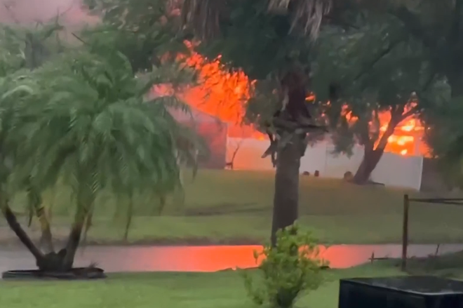 Video shows Port St. Lucie home engulfed in flames during storm video shows port st. lucie home engulfed in flames during storm