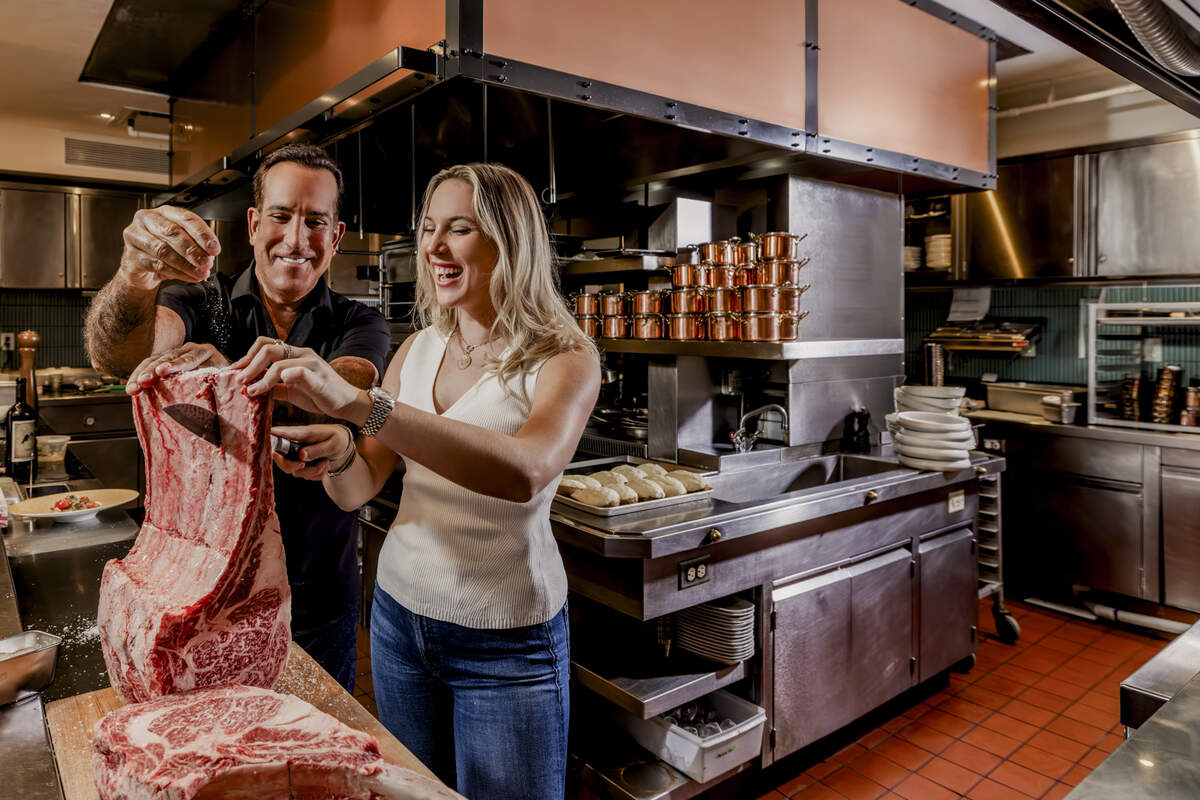 Tom and Kassidy Angelo in the kitchen of Daniel’s Miami, a new steakhouse in the former Fiola restaurant.