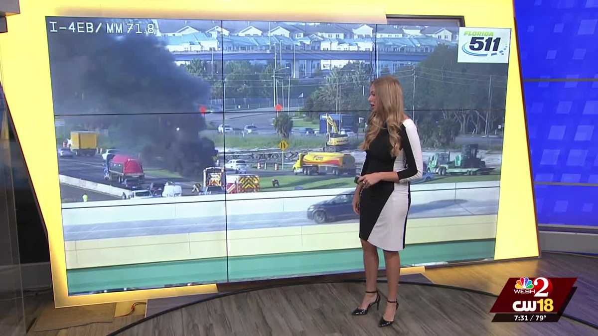 I-4 westbound partially shut down at SR-528 after vehicle fire